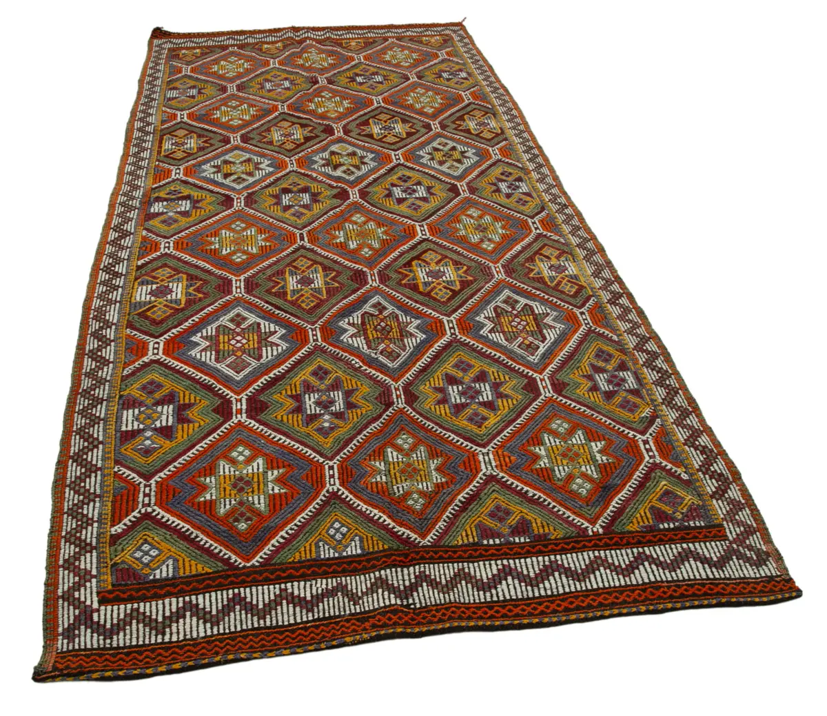 Cıcım Eskitme Multi Renk Keçi Kılı El Dokuma Kilim-147x320 - Görsel 2
