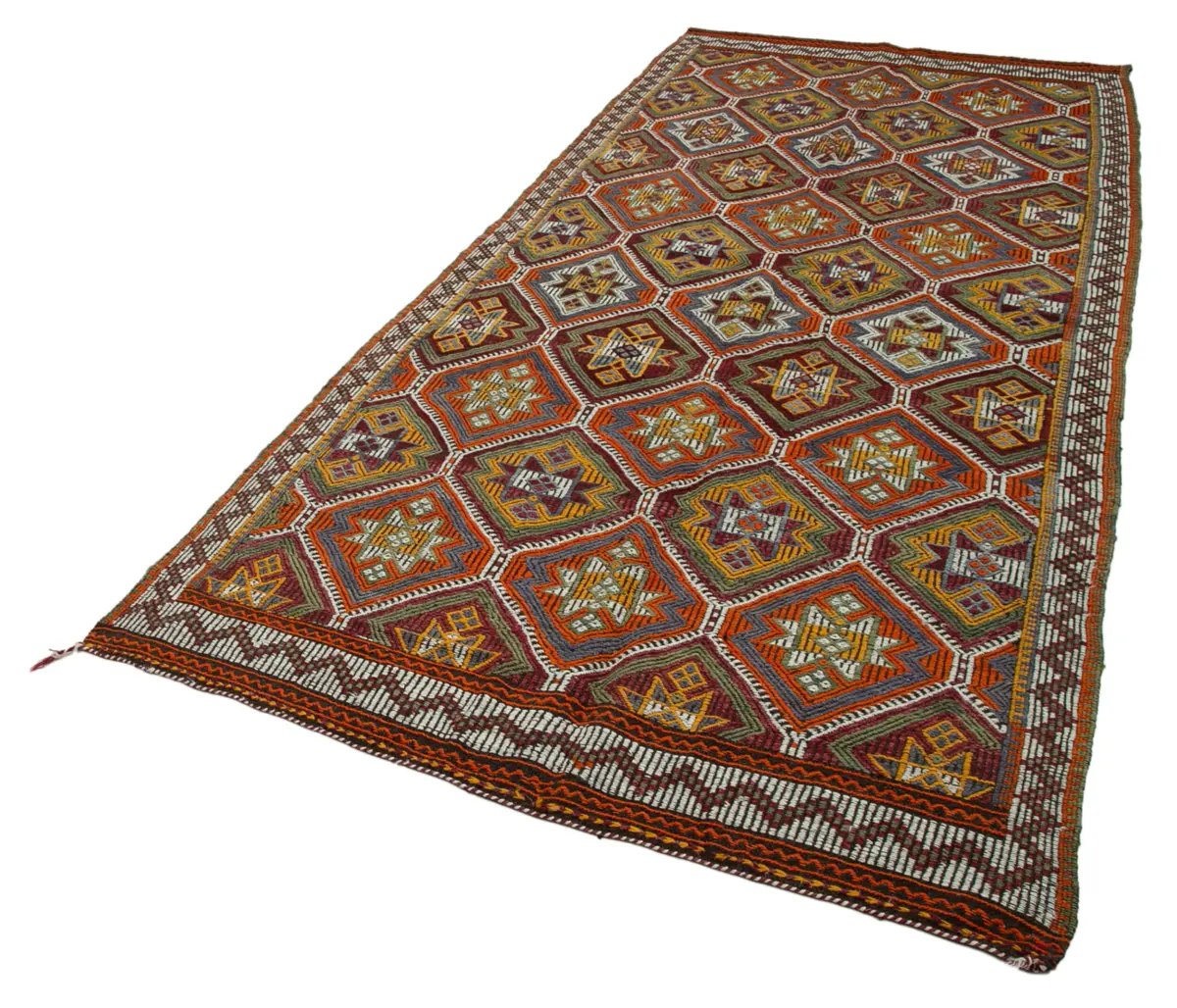 Cıcım Eskitme Multi Renk Keçi Kılı El Dokuma Kilim-147x320 - Görsel 3