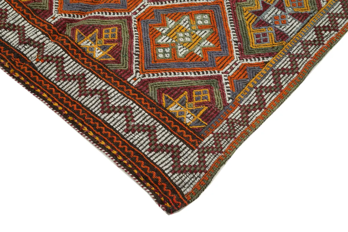 Cıcım Eskitme Multi Renk Keçi Kılı El Dokuma Kilim-147x320 - Görsel 4