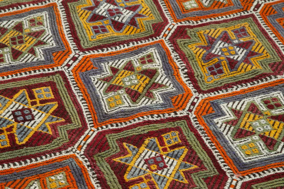 Cıcım Eskitme Multi Renk Keçi Kılı El Dokuma Kilim-147x320 - Görsel 5