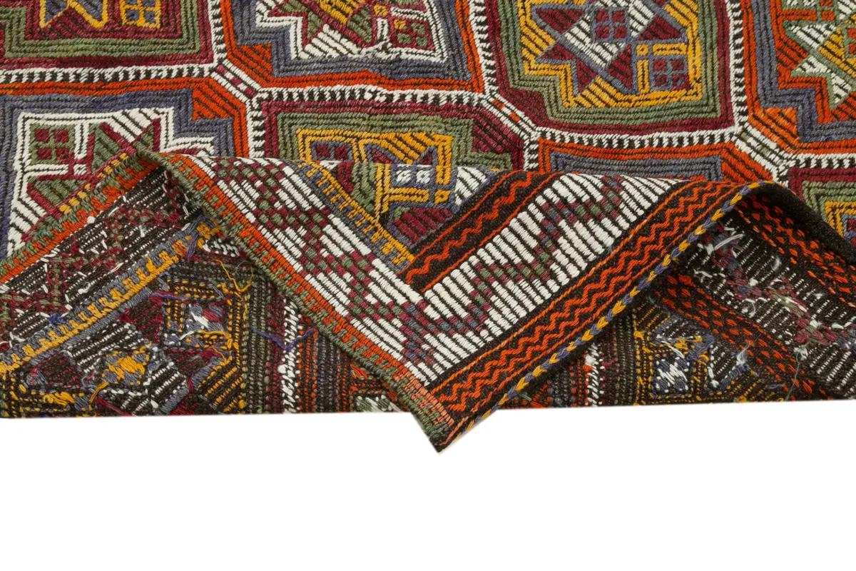 Cıcım Eskitme Multi Renk Keçi Kılı El Dokuma Kilim-147x320 - Görsel 6
