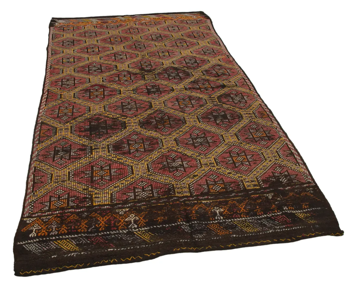 Cıcım Eskitme Multi Renk Keçi Kılı El Dokuma Kilim-165x295 - Görsel 2