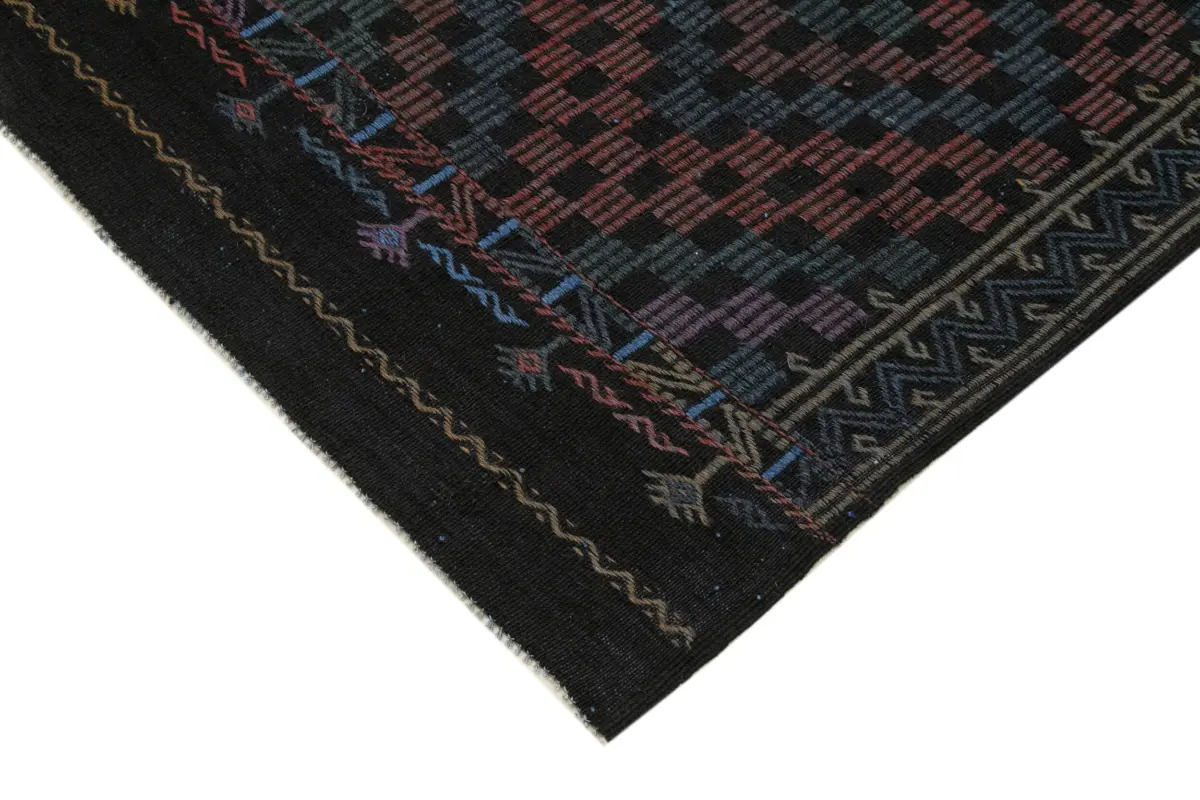 Cıcım Eskitme Siyah Renk Keçi Kılı El Dokuma Kilim-203x262 - Görsel 4