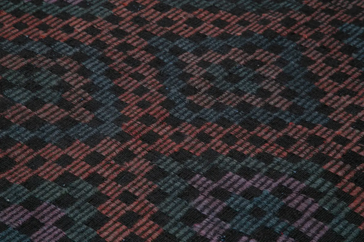 Cıcım Eskitme Siyah Renk Keçi Kılı El Dokuma Kilim-203x262 - Görsel 5