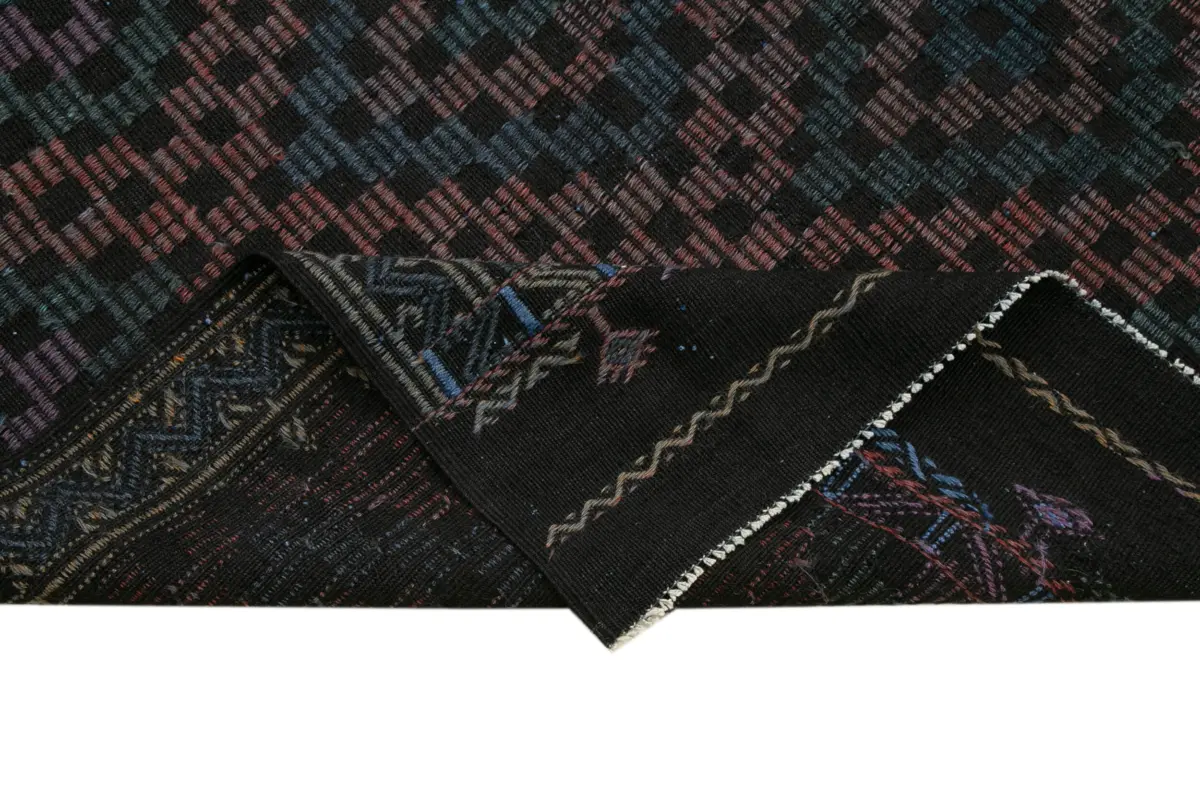 Cıcım Eskitme Siyah Renk Keçi Kılı El Dokuma Kilim-203x262 - Görsel 6