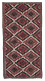 Cıcım  Eskitme Multi Renk Keçi Kılı El Dokuma Kilim-184x356