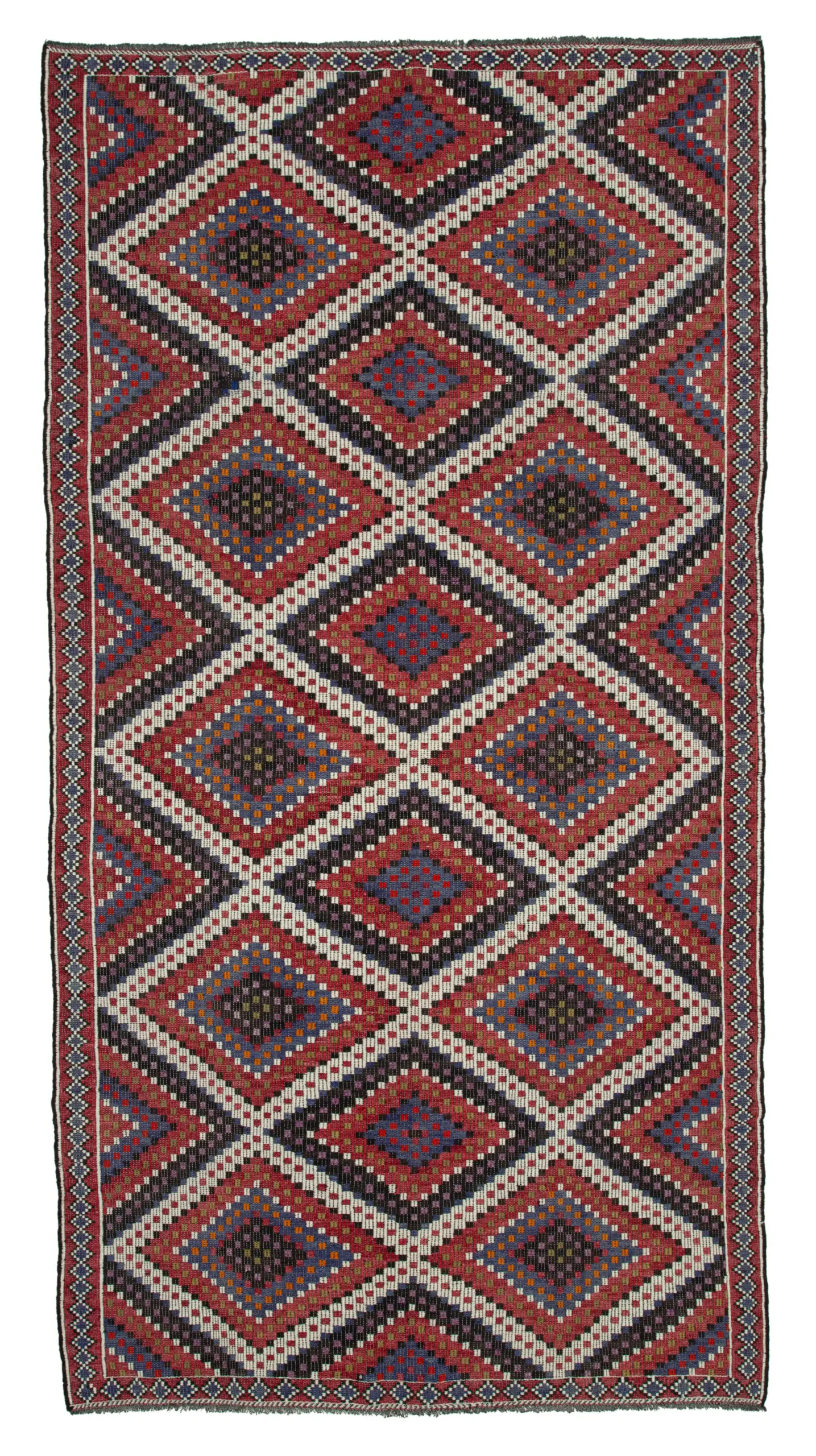 Rc_35719_1_Multicolor_Oriental_Kilim_Rugs Cıcım Eskitme Multi Renk Keçi Kılı El Dokuma Kilim-184x356 - Görsel 1