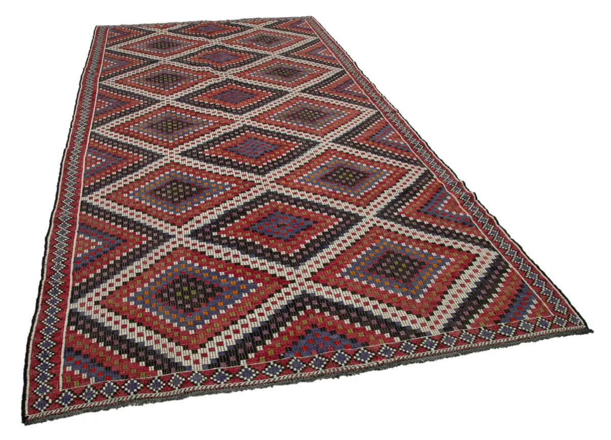 Cıcım  Eskitme Multi Renk Keçi Kılı El Dokuma Kilim-184x356 - Görsel 2