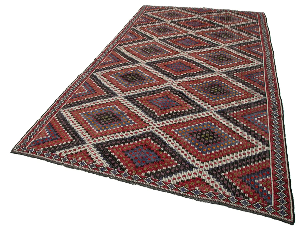 Cıcım  Eskitme Multi Renk Keçi Kılı El Dokuma Kilim-184x356 - Görsel 3