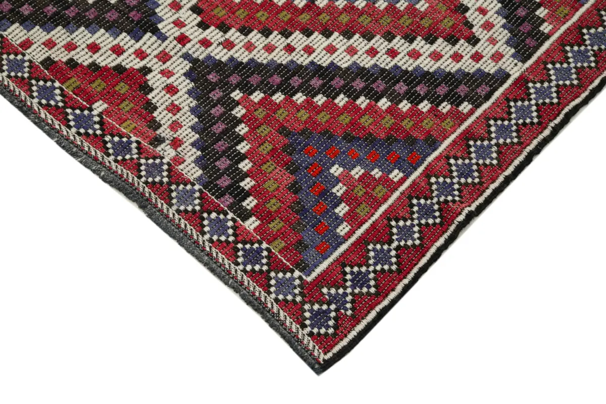 Cıcım  Eskitme Multi Renk Keçi Kılı El Dokuma Kilim-184x356 - Görsel 4