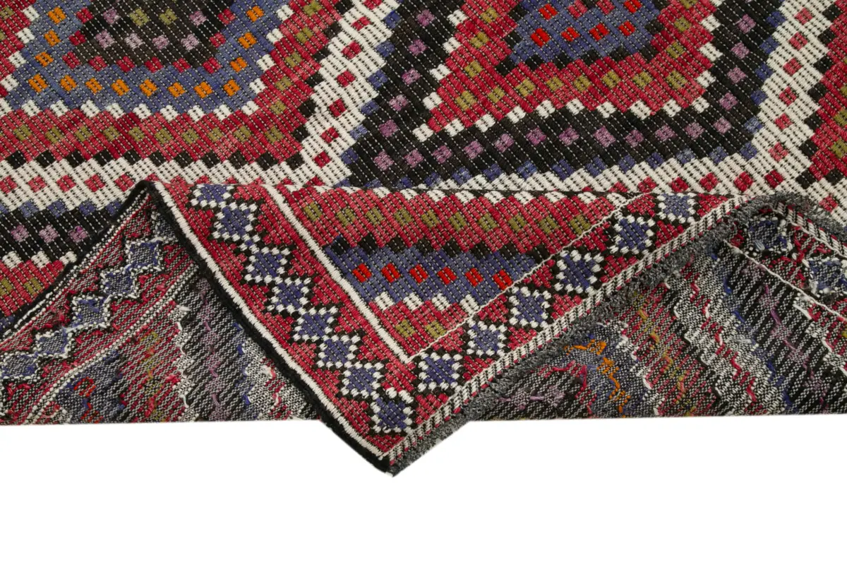 Cıcım  Eskitme Multi Renk Keçi Kılı El Dokuma Kilim-184x356 - Görsel 6