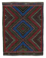 Cıcım  Eskitme Multi Renk Keçi Kılı El Dokuma Kilim-203x263