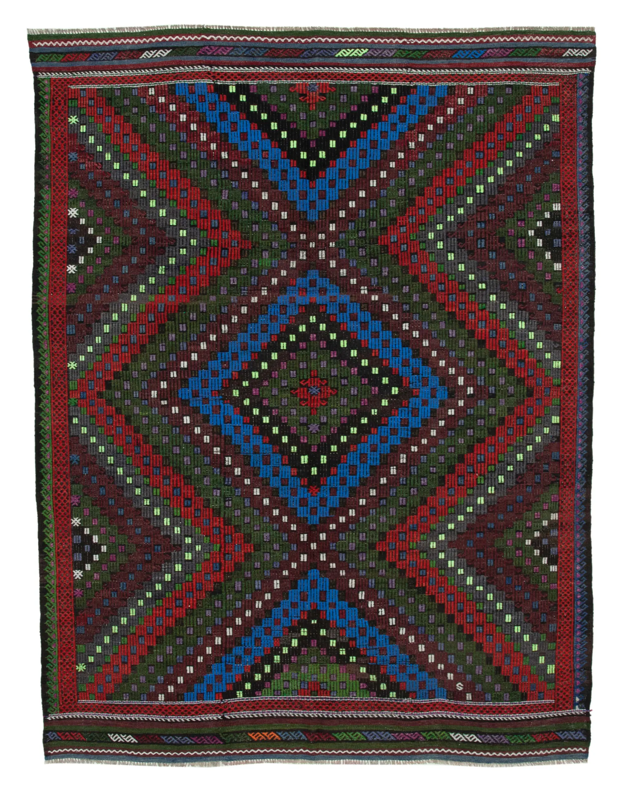 Rc_35721_1_Multicolor_Oriental_Kilim_Rugs Cıcım Eskitme Multi Renk Keçi Kılı El Dokuma Kilim-203x263 - Görsel 1