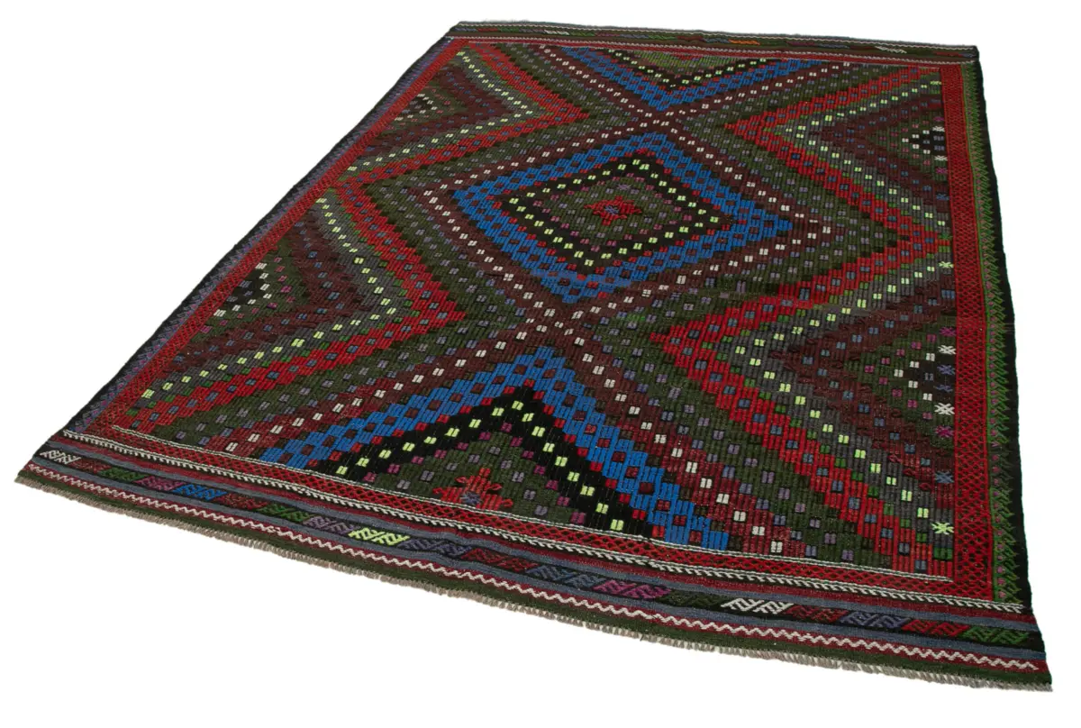 Cıcım  Eskitme Multi Renk Keçi Kılı El Dokuma Kilim-203x263 - Görsel 3