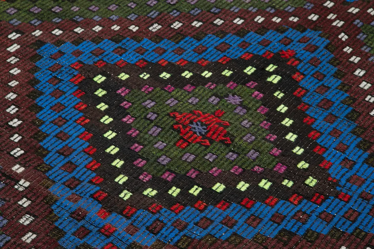 Cıcım  Eskitme Multi Renk Keçi Kılı El Dokuma Kilim-203x263 - Görsel 5