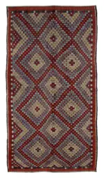 Cıcım  Eskitme Multi Renk Keçi Kılı El Dokuma Kilim-174x327