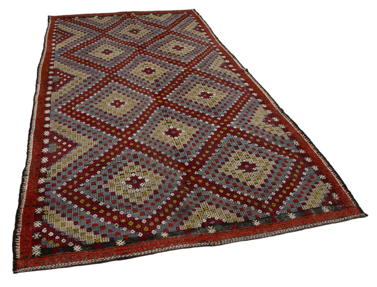 Cıcım  Eskitme Multi Renk Keçi Kılı El Dokuma Kilim-174x327 - Görsel 2