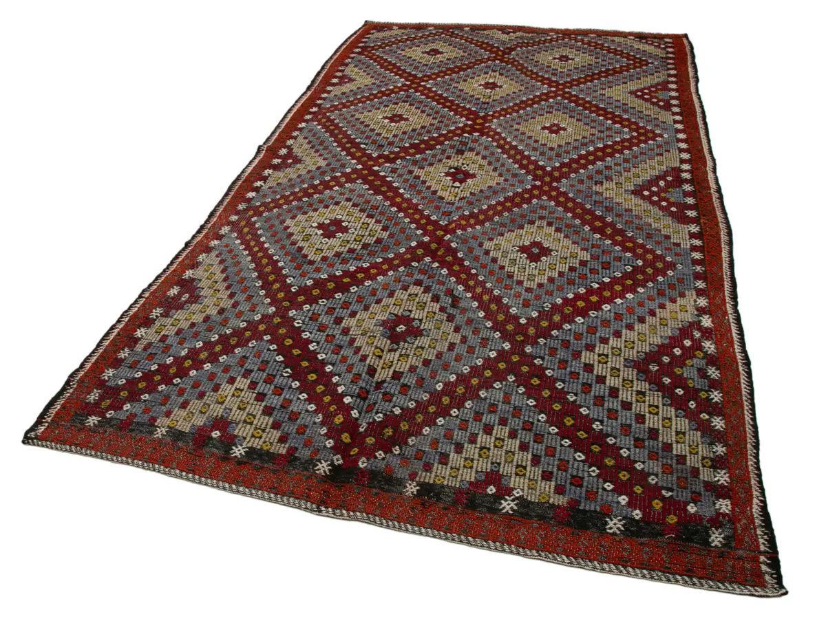 Cıcım  Eskitme Multi Renk Keçi Kılı El Dokuma Kilim-174x327 - Görsel 3