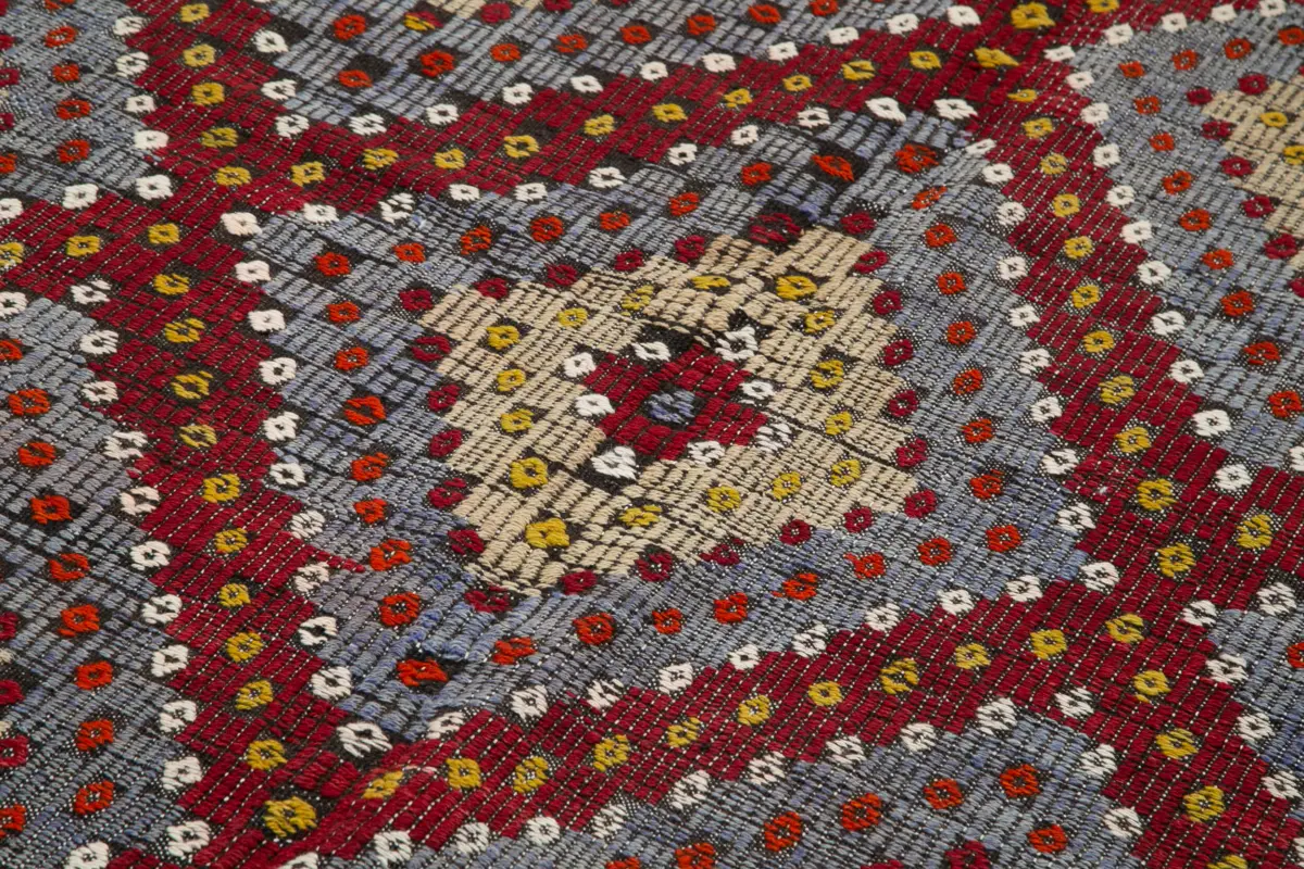 Cıcım  Eskitme Multi Renk Keçi Kılı El Dokuma Kilim-174x327 - Görsel 5