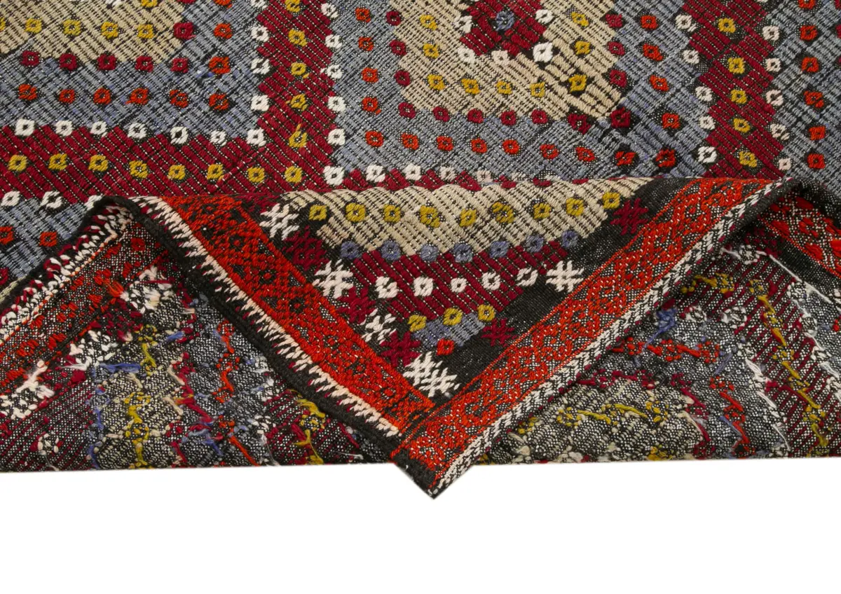 Cıcım  Eskitme Multi Renk Keçi Kılı El Dokuma Kilim-174x327 - Görsel 6