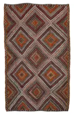 Cıcım  Eskitme Multi Renk Keçi Kılı El Dokuma Kilim-196x323