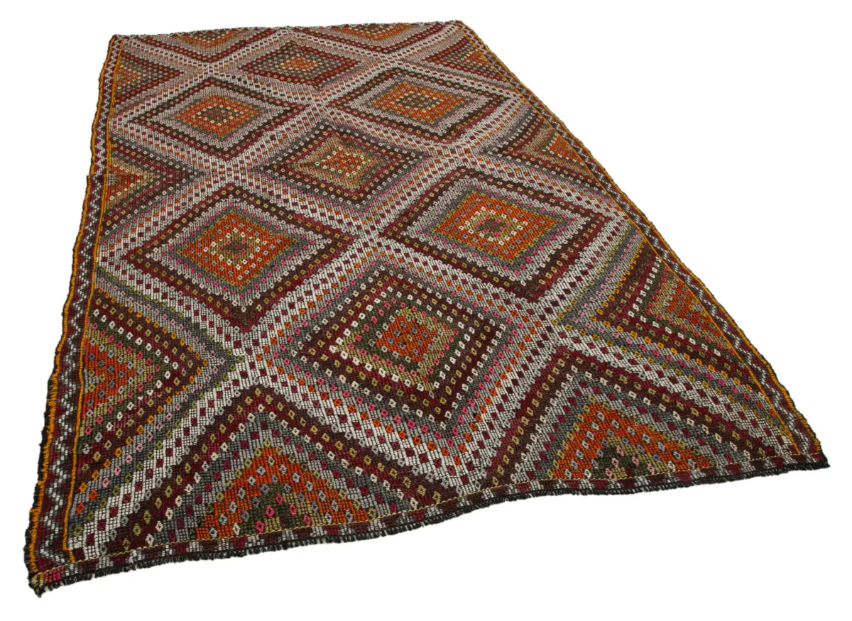 Cıcım  Eskitme Multi Renk Keçi Kılı El Dokuma Kilim-196x323 - Görsel 2