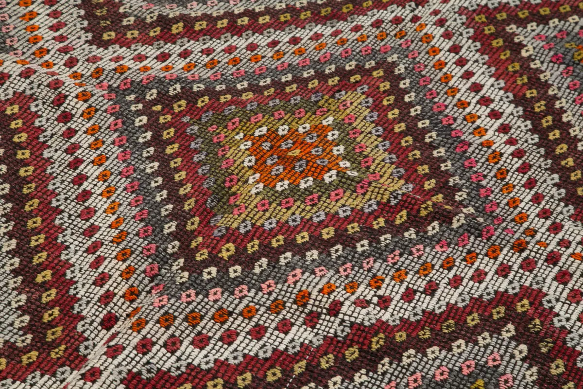 Cıcım  Eskitme Multi Renk Keçi Kılı El Dokuma Kilim-196x323 - Görsel 5