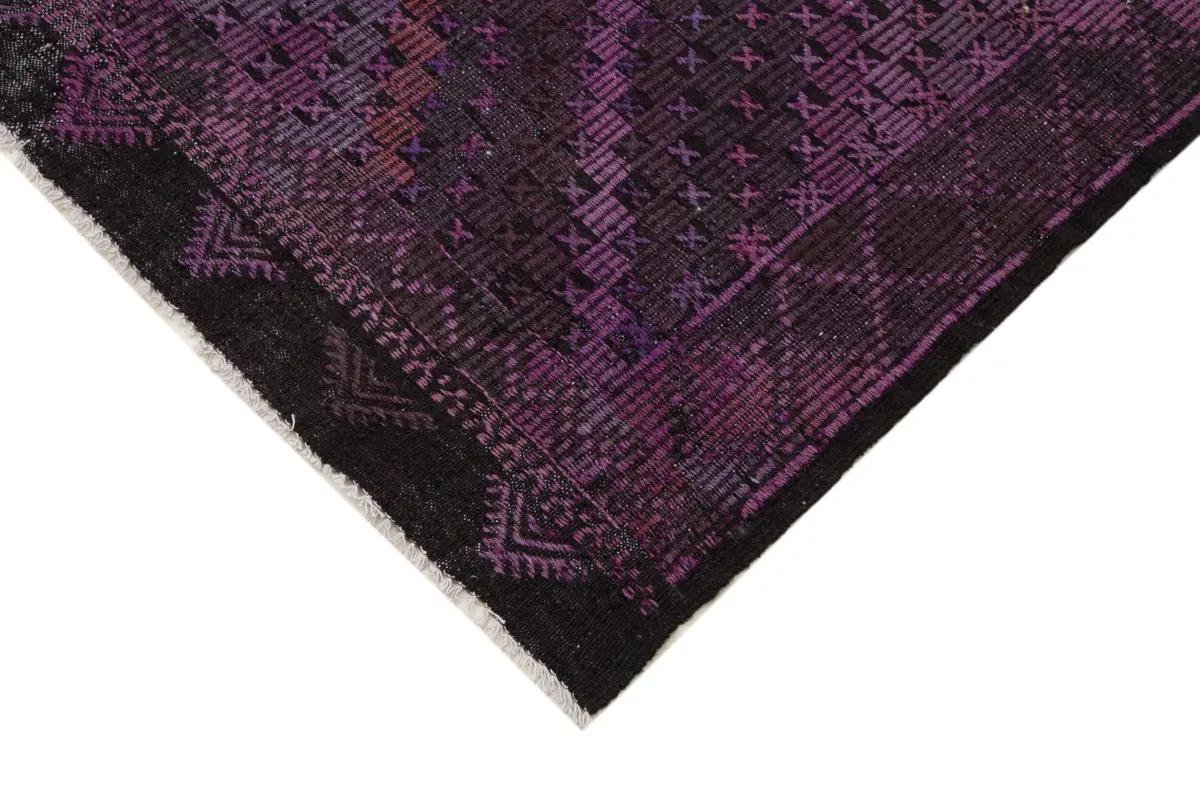 Cıcım  Eskitme Mor Renk Keçi Kılı El Dokuma Kilim-206x304 - Görsel 4