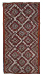 Cıcım  Eskitme Multi Renk Keçi Kılı El Dokuma Kilim-184x345
