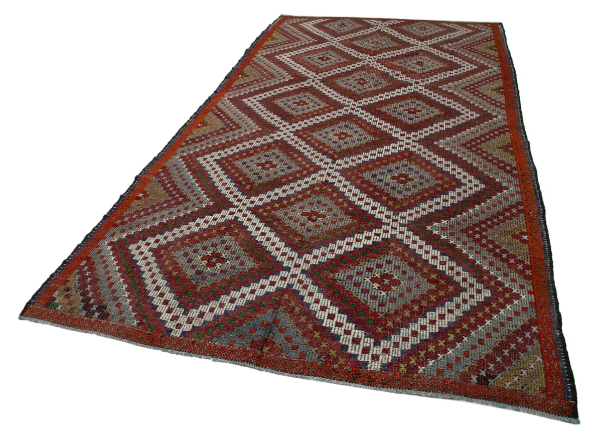 Cıcım  Eskitme Multi Renk Keçi Kılı El Dokuma Kilim-184x345 - Görsel 3