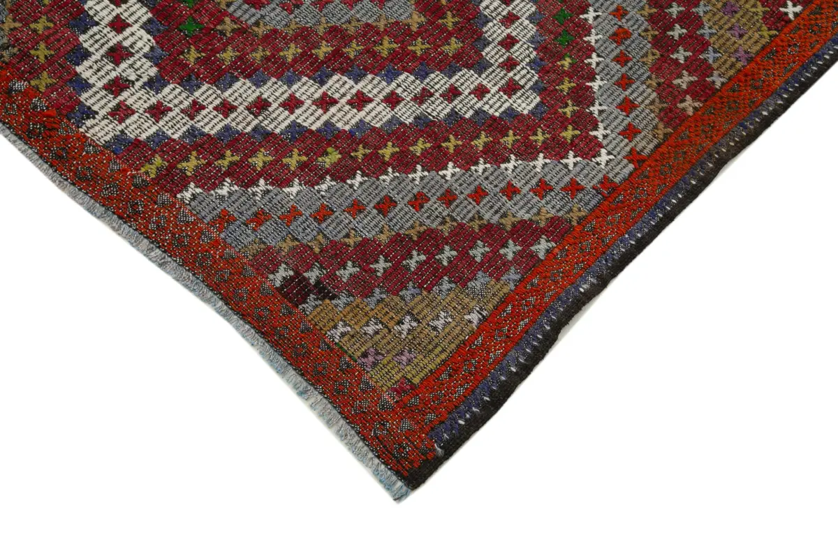 Cıcım  Eskitme Multi Renk Keçi Kılı El Dokuma Kilim-184x345 - Görsel 4