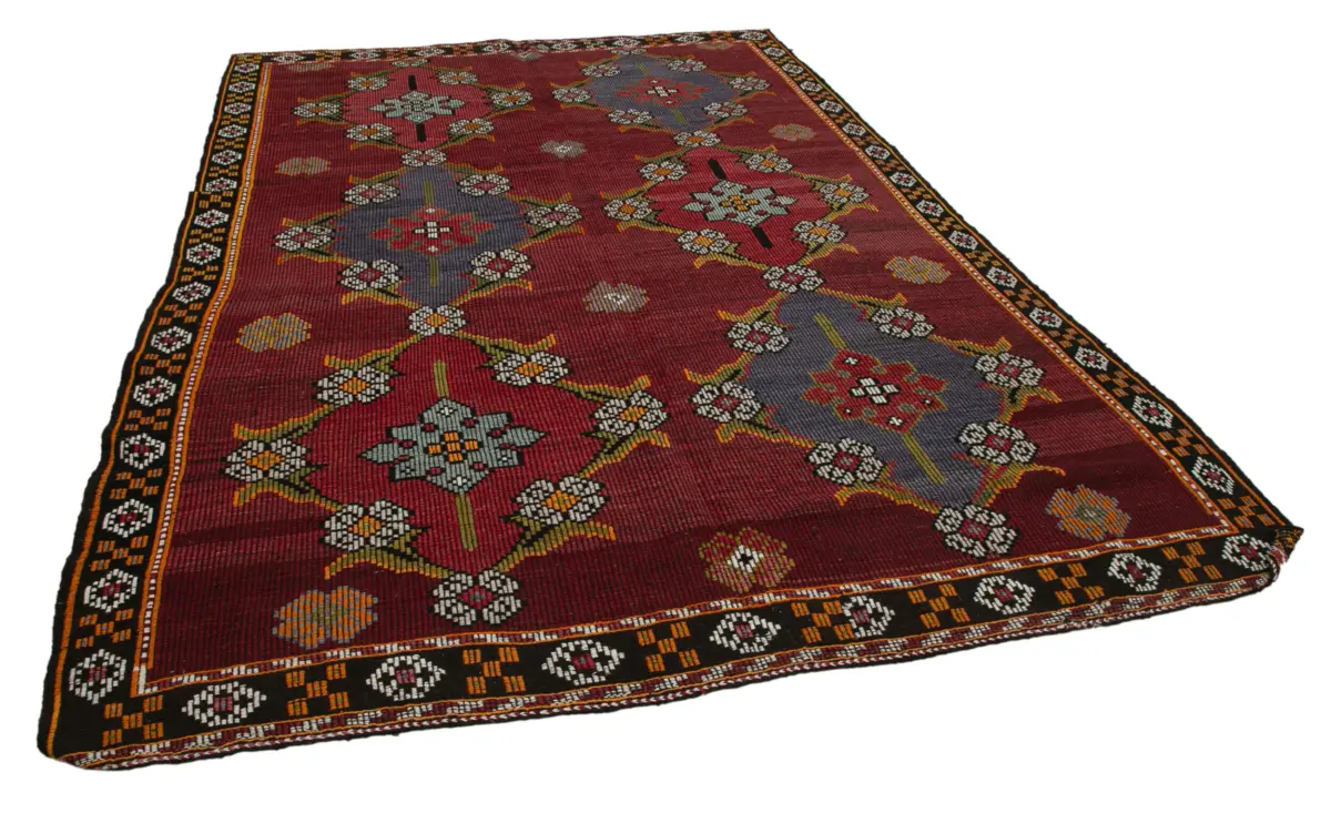 Cıcım Eskitme Kırmızı Renk Keçi Kılı El Dokuma Kilim-223x326 - Görsel 2
