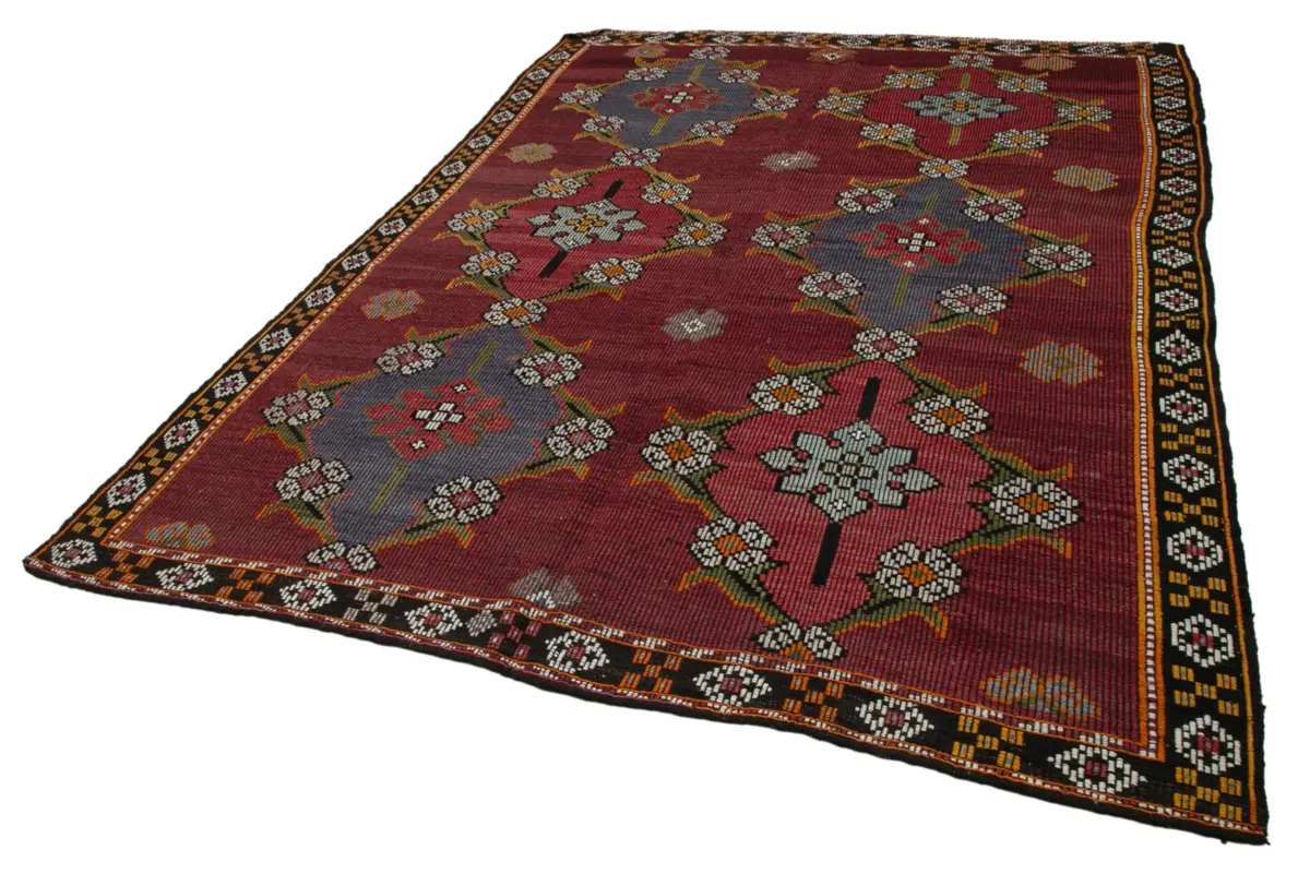 Cıcım Eskitme Kırmızı Renk Keçi Kılı El Dokuma Kilim-223x326 - Görsel 3