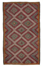 Cıcım Eskitme Multi Renk Keçi Kılı El Dokuma Kilim-182x308