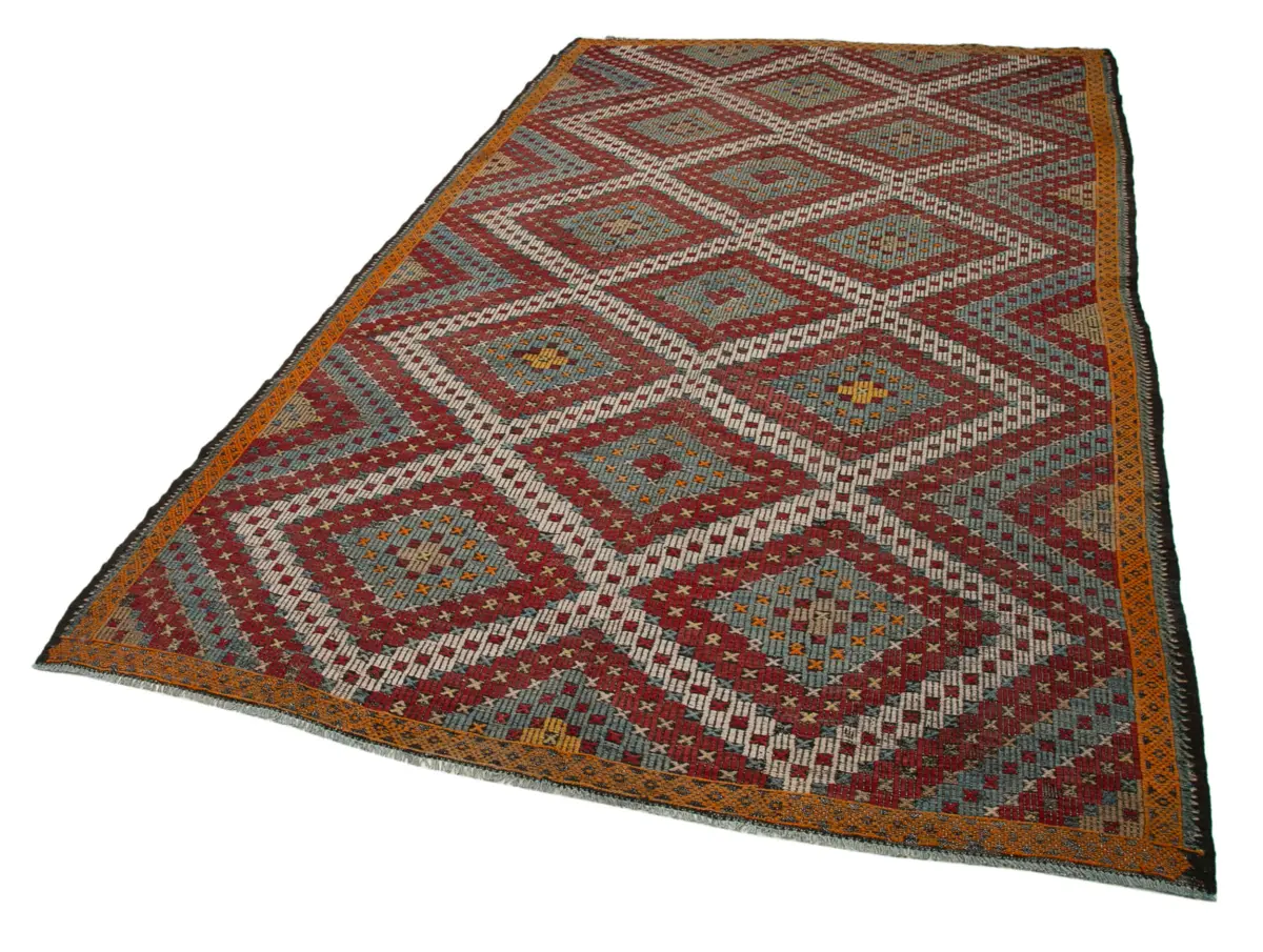Cıcım Eskitme Multi Renk Keçi Kılı El Dokuma Kilim-182x308 - Görsel 3