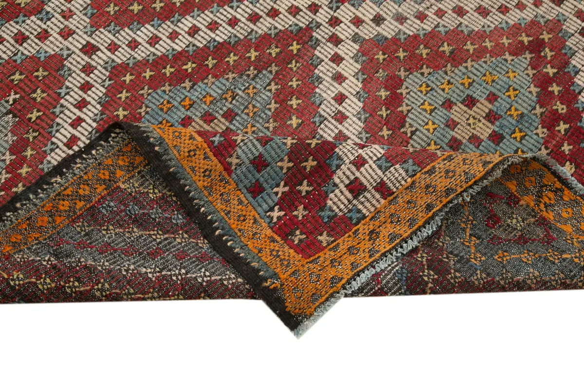 Cıcım Eskitme Multi Renk Keçi Kılı El Dokuma Kilim-182x308 - Görsel 6