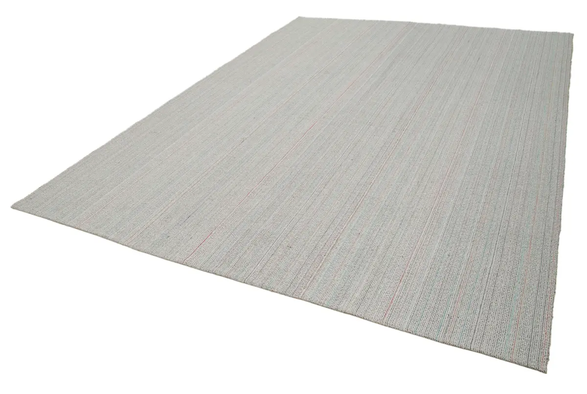 Flatweave Modern Bej Pamuk Üstü Yün El Dokuma Kilim-269x365 - Görsel 3