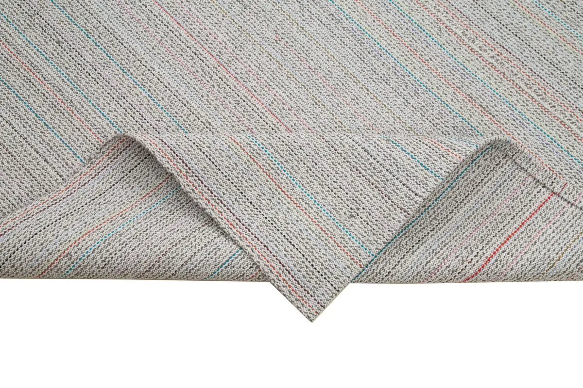 Flatweave Modern Bej Pamuk Üstü Yün El Dokuma Kilim-269x365 - Görsel 6