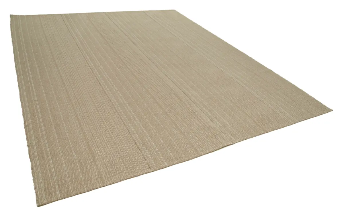 Flatweave Modern Kahverengi Pamuk Üstü Yün El Dokuma Kilim-284x350 - Görsel 2