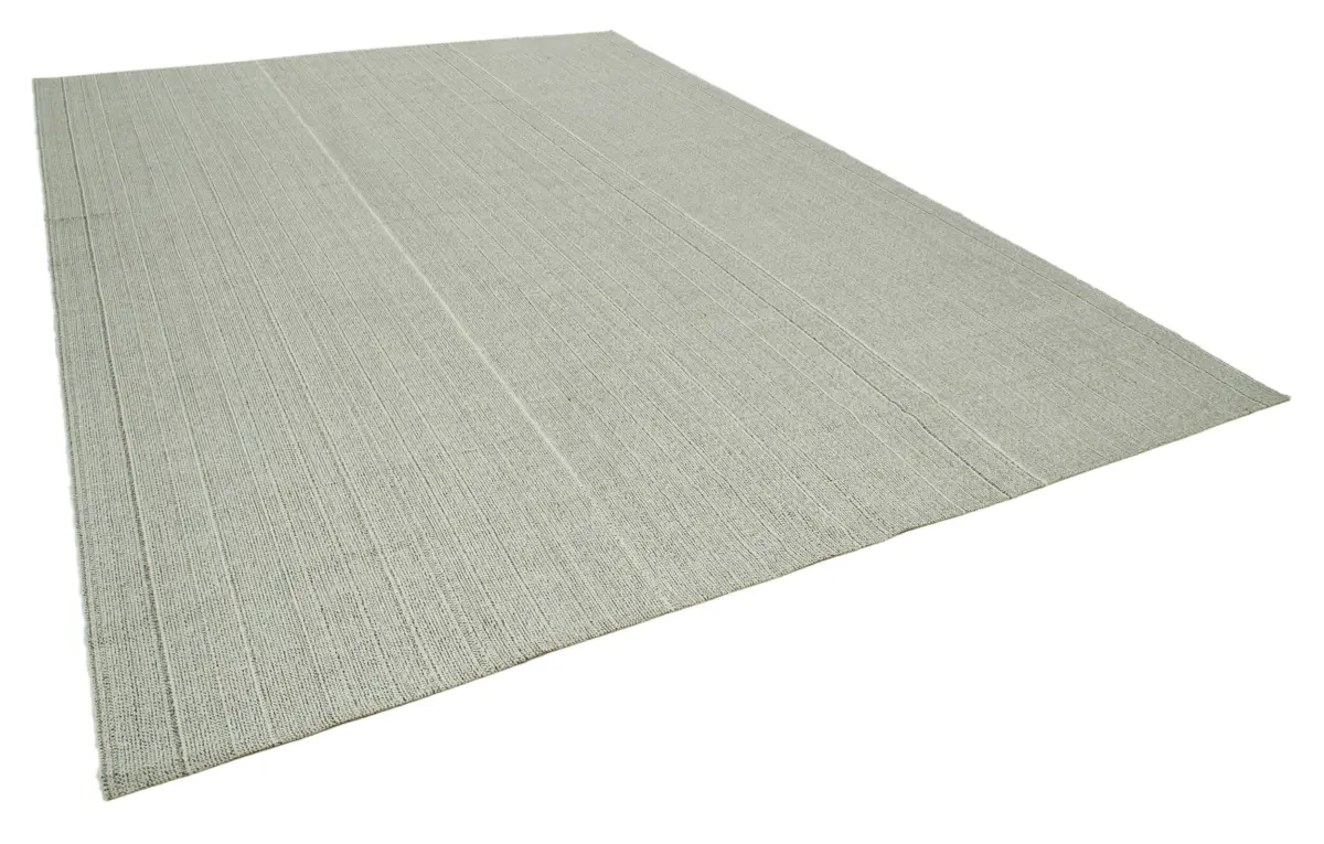 Flatweave Modern Bej Pamuk Üstü Yün El Dokuma Kilim-305x421 - Görsel 2