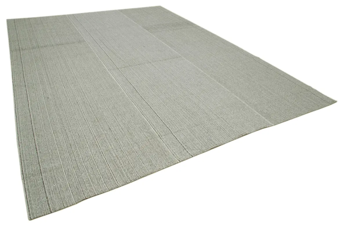 Flatweave Modern Gri Pamuk Üstü Yün El Dokuma Kilim-307x414 - Görsel 2