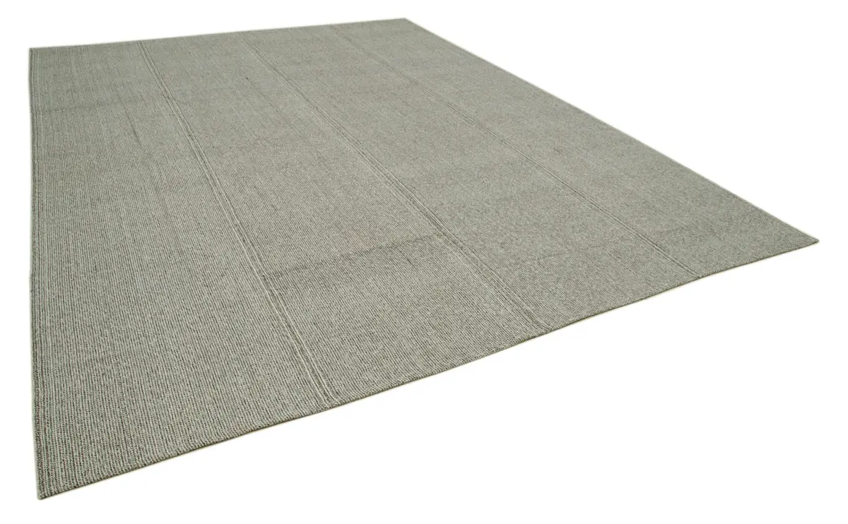 Flatweave Modern Gri Pamuk Üstü Yün El Dokuma Kilim-317x424 - Görsel 2