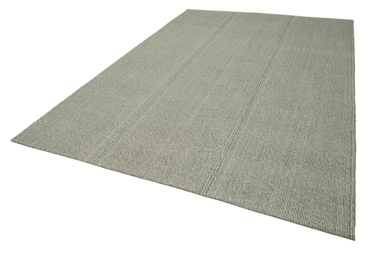Flatweave Modern Gri Pamuk Üstü Yün El Dokuma Kilim-238x354 - Görsel 3