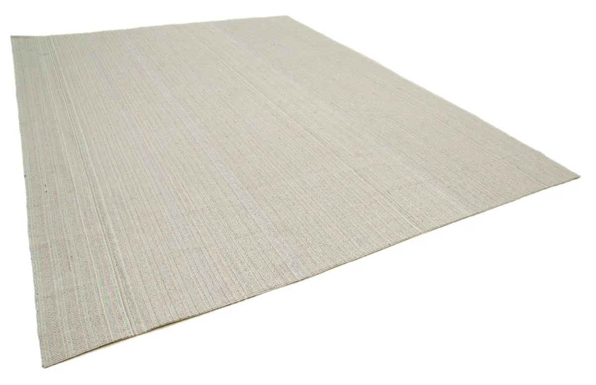 Flatweave Modern Bej Pamuk Üstü Yün El Dokuma Kilim-306x411 - Görsel 2