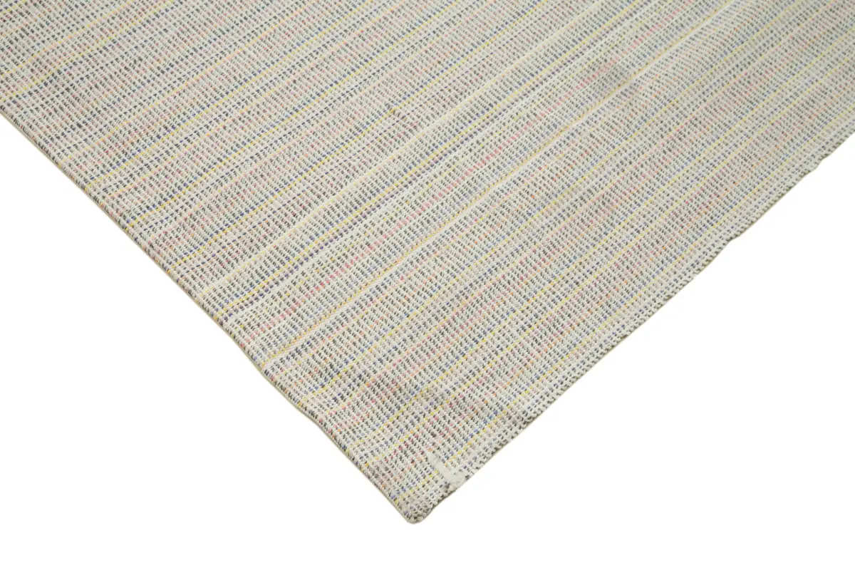 Flatweave Modern Bej Pamuk Üstü Yün El Dokuma Kilim-306x411 - Görsel 4