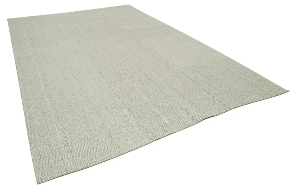 Flatweave Modern Bej Pamuk Üstü Yün El Dokuma Kilim-270x400 - Görsel 2