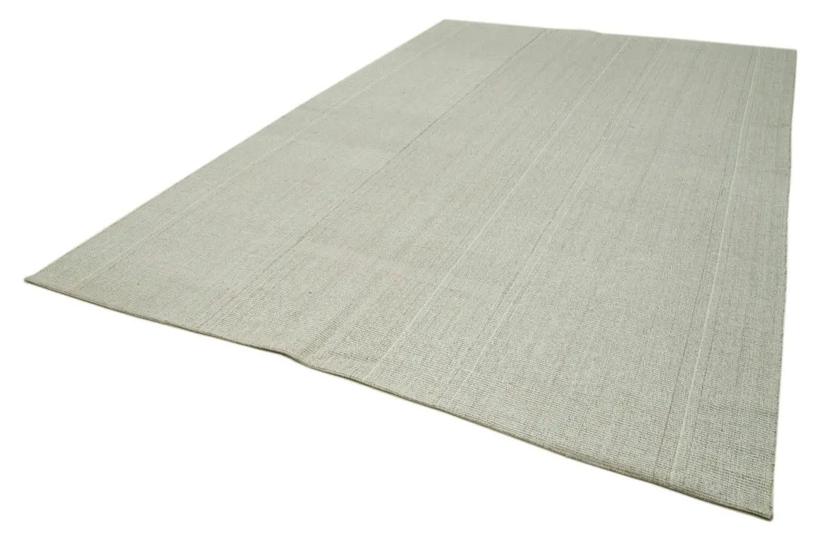 Flatweave Modern Bej Pamuk Üstü Yün El Dokuma Kilim-270x400 - Görsel 3