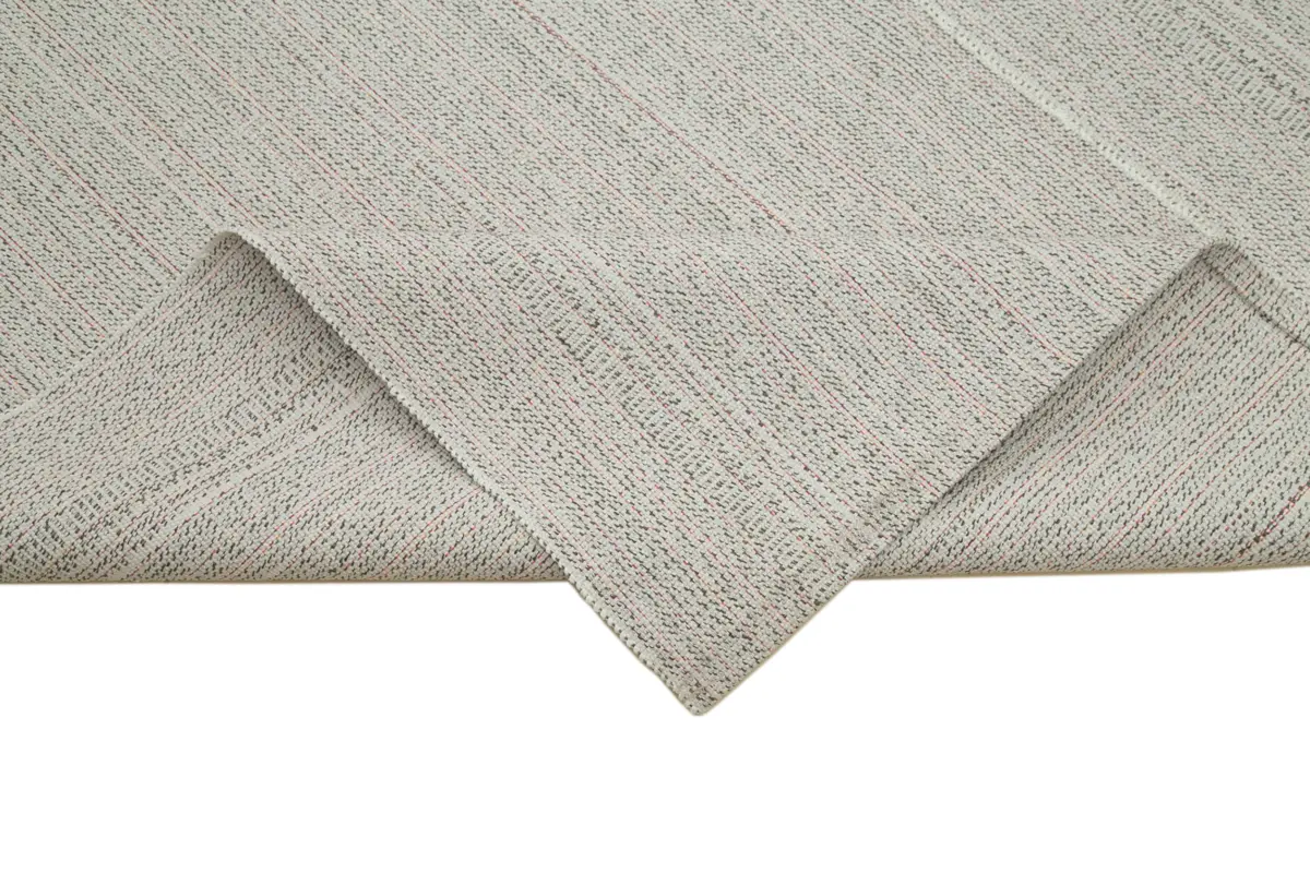 Flatweave Modern Bej Pamuk Üstü Yün El Dokuma Kilim-305x420 - Görsel 6
