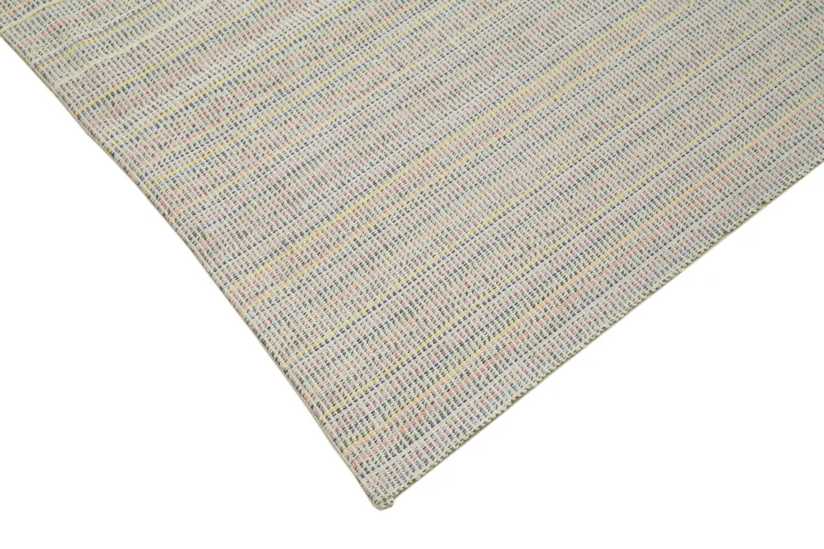 Flatweave Modern Bej Pamuk Üstü Yün El Dokuma Kilim-307x415 - Görsel 4