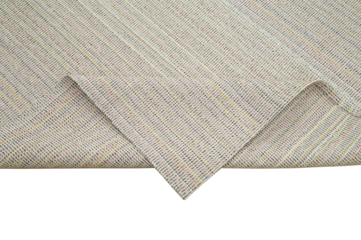 Flatweave Modern Bej Pamuk Üstü Yün El Dokuma Kilim-307x415 - Görsel 6